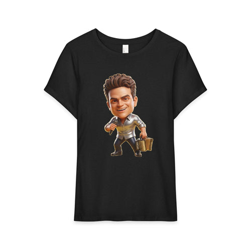 Caricature Businessman Women’s Tee – Funny Office Travel Work Shirt